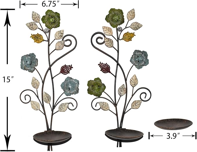 Wall Sconces Candle Holder Set of 2, Antique Color Style Leaf Branch Wall Mount Hanging Metal Wall Candle Holder Candle Sconce for Living Room Dining Room…