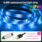 HOUHUI LED Strip Lights 6.56Ft, RGB LED Lights Strip for 40-60in TV Backlight, RGB Color Strips Light Waterproof IP65 with Remote, USB Bias LED Lights Kit for Bedroom PC Monitor Mirror Cabinet Desk