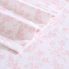 Laura Ashley - Flannel Sheets Queen Size, Anti-Pilling & Wrinkle Resistant Cotton, Touchably Soft for All-Season Comfort - Bed Sheets with Matching Pillowcases & Fitted Sheet (Antoinette Pink)