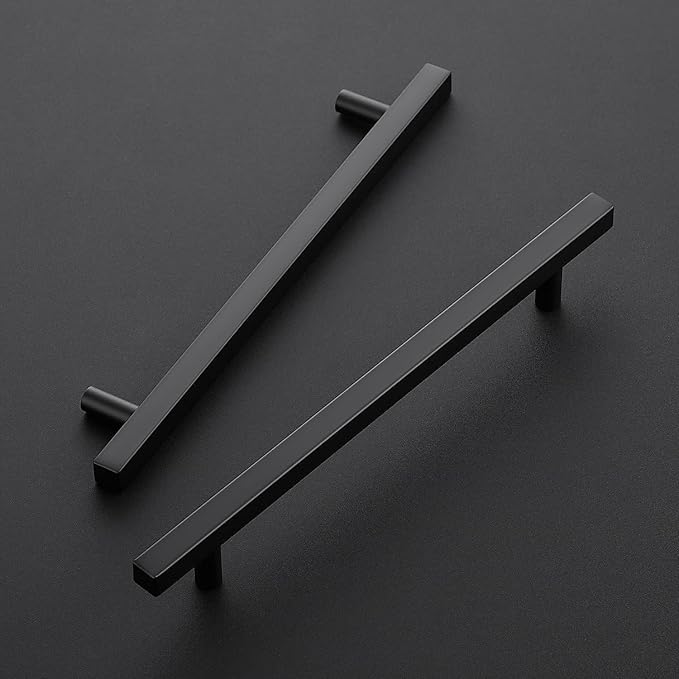 Ravinte Black Cabinet Handles 15 Pack 7-1/2 inch Matte Black Square Cabinet Pulls Black Kitchen Hardware 10 inch Overall Length Black Kitchen Drawer Pulls