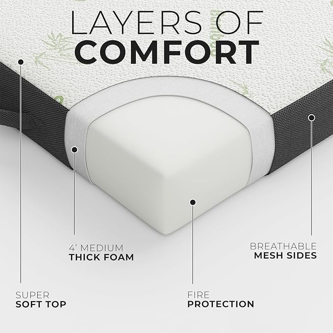 Cozzzi Trifold Mattress for Floor and Traveling with Removable Cover - Lightweight and Portable Mattress for Adults & Kids - Compact and Easy to Storage (75in x 31in x 4in)