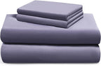 LuxClub Queen Sheet Set, 100% Rayon Derived from Bamboo Cooling Sheets, Breathable & Soft Deep Pocket Up to 16", Hotel Luxury Silky Sheets Queen Size, Light Grey