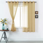 DUALIFE Antique Natural Taupe Sheer Curtains 63 Inch Length Grommet Light Brown Tan Beige Semi Voile Curtain Panels Window Drapes for Living Room and Bedroom Window Treatments 2 Panels 52 x 63 Inch