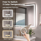 40"X30" LED Bathroom Mirror with Front Lights and Backlit, Anti-Fog, Dimmable, Shatter-Proof Tempered Glass, Lighted Bathroom Vanity Mirror for Wall with 3 Colors, Memory Function