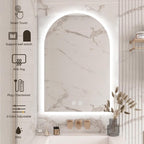 Niccy Arched LED Bathroom Mirror, 36x24 Inch Arch Frameless Backlit Mirrors for Wall Arched Lighted Vanity Mirrors Defogger and 3 Color, Explosion-Proof, HD Glass and IP65 Waterproof