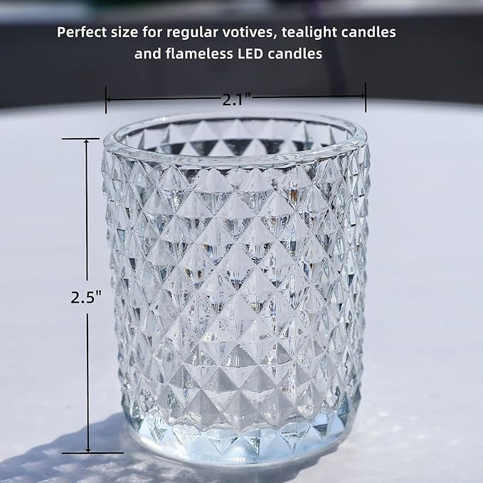 Woho 24pcs Clear Votive Candle Holders, Glass Tea Lights Candle Holder for Wedding Decor, Tealight Candle Holder for Gift Home Decoration
