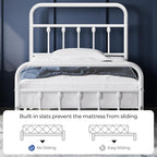 Yaheetech Classic Metal Platform Bed Frame Mattress Foundation with Victorian Style Iron-Art Headboard/Footboard/Under Bed Storage/No Box Spring Needed/Twin Size White