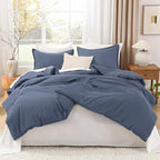 Litanika Comforters Bluish Grey Queen Size, 3 Pieces Lightweight Solid Bedding Set & Collections, All Season Fluffy Bed Set (90x90In Comforter & 2 Pillowcases)