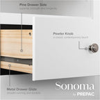 Prepac Sonoma 6 Drawer Dresser for Bedroom, Tall Chest of Drawers, Bedroom Furniture, Clothes Storage and Organizer, 19" D x 23.25" W x 52.75" H, White