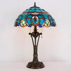 Tiffany Table Lamp Blue Green Stained Glass Desk Lamp 16X16X24 Inches Jewelry Baroque Style Reading Light