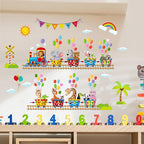 Jungle Animal Wall Stickers Forest Safari Wall Decals Kid Room Nursery Baby Bedroom Décor (Animal Train Balloon)