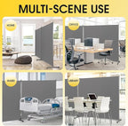 Rantila Indoor Room Divider, Portable Office Divider, Room Divider Wall Screen 2 Large Panel, Folding Partition Privacy Screen Walls Dividers for Room Separator 142" W x 71" H,Gray