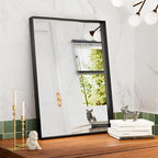 Black Vanity Wall Mirror, 22x 30 Inch Rectangular Bathroom Mirrors for Over Sink, Aluminum Metal Framed Mirror, Tempered Glass, Anti-Rust, (Horizontal/Vertical) 2Pack