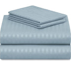 LuxClub Striped Sheets, 3 PC Striped Bed Sheets Twin Size, Deep Pockets Wrinkle Free-Kids-Fitted Sheets Machine Washable Hotel Bedding (Twin, Light Blue)