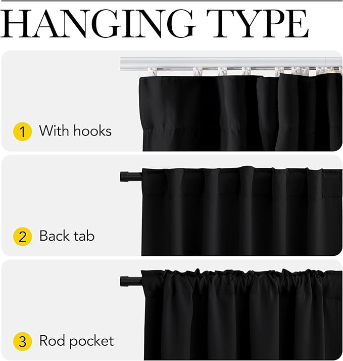 NICETOWN Blackout Curtain with Ceiling Track Set, W100 xL96 Room Divider Curtain for Sliding Door/Patio, Thermal Insulated Room Darkning Drape for Bedroom/Hospital Privacy, 1 Panel, Black