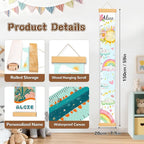 Personalized Rainbow Growth Chart for Wall Kids, Name Height Chart for Kids, for Nursery & Bedroom, Baby Shower Gift (60.6" x 8.3")