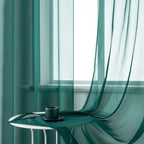 DUALIFE Hunter Green Sheer Curtains 96 Inch Length,Look Semi Sheer Curtain Drapes for Living Room Bedroom Loft Kitchen Bathroom Privacy Voile Window Treatment Panels,52 x 96 Inches,Set of 2