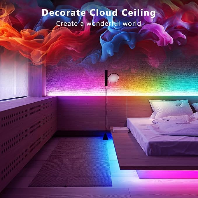 GUPUP 16.4 FT Smart RGB IC RGB LED Strip Lights for Bedroom, 5050 LED Lights for Room, DIY Multiple Colors on One Line, Color Changing Strip Lighting Music Sync, Halloween, Christmas