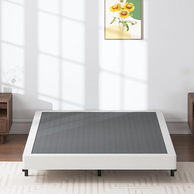 Box Spring King - 3 Inch Heavy Duty Low Profile Metal King Box Springs for Bed, Mattress Foundation, Easy Assembly,Easy Clean Cover