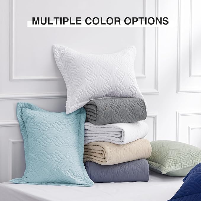 Love's cabin King Size Quilt Set Light Blue Bedspreads - Soft Bed Summer Lightweight Bedspread Comforter - Modern Style Wave Pattern Coverlet for All Season - 3 Pieces (1 Quilt, 2 Pillow Shams)