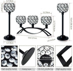 Crystal Tealight Candle Holder Centerpiece Home Decorative Candlestick Holder Elegant Table Centerpiece Home Decor Wedding Party Anniversary (Black, Set of 3)