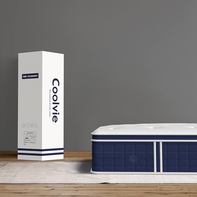 Coolvie Full Size Mattress 12 Inch, Hybrid Full Mattress in a Box, Pocket Springs with Soft Knitted Fabric Cover for a Cool Sleep & Pressure Relief, Medium Firm Feel with Motion Isolation