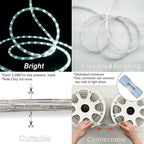 SURNIE LED Rope Lights Outdoor Waterproof: 150FT LED Rope Lighting Dimmable - 110V 6500K Daylight White String Light Tube Cuttable Connectable for Garden Patio Party Indoor Decoration, Not Flat Strip