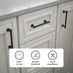 Franklin Brass - Francisco Matte Black Cabinet Handles 5 Inch (5") Hole Center Pulls | Easy Install, Durable Hardware for Kitchen Cabinet Door, Drawers, Dresser Pull, Furniture (10 Pack)