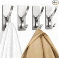 pickpiff Self Adhesive Coat Hooks for Hanging: Heavy Duty Stainless Wall Hook for Towel, Backpack, Hat, Sturdy Metal Hanger for Bathroom, Bedroom, Door, Brushed Nickel 4 Pack