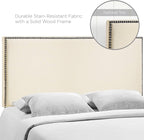 Modway Region Linen Fabric Upholstered Full Headboard in Ivory with Nailhead Trim
