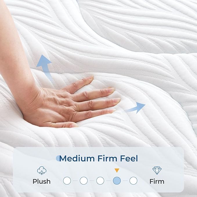 Vesgantti King Mattress, 10 Inch Hybrid King Size Mattress with Memory Foam and Individually Pocket Spring, Pressure Relief and Supportive, Medium Firm Feel, Mattress in a Box