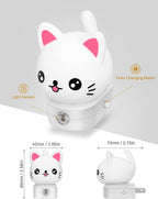 DORESshop Cat Night Lights Plug Into Wall, Cute Night Light for Kids, 8-Color RGB LED Night Light with Dusk to Dawn Sensor, Nightlight for Kids Room, Bathroom, Bedroom Décor, Children Gift