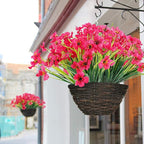 20 Bundles Artificial Flowers Outdoor UV Resistant Fake Flowers No Fade Faux Plastic Plants Garden Porch Window Box Decorating(Rose Red)…