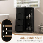 Giantex Bathroom Storage Cabinet with Drawers - 4 Drawer Storage Organizer w/Cupboard, Adjustable Shelf, Anti-Toppling Device, Entryway Storage Unit Console Table, Bathroom Floor Cabinet (Black)