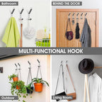 GlazieVault Coat Hooks – Door Hook (5 Pack) - Heavy Duty Wall Mounted - Premium Design Rust Free Hooks