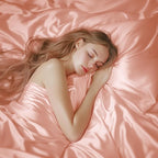 Love's cabin Twin XL 3Pc Satin Sheet Set, Coral Silky Satin Bed Sheets with Deep Pockets, Luxury Silk Feel, Envelope Closure