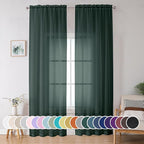 OWENIE Green Sheer Curtain 96 Inches Long 2 Panels Set for Christmas Decoration, Light Filtering Clear Sheer Curtain 95 for Bedroom/Living Room, 2Pcs, Each 42" W x 96" L