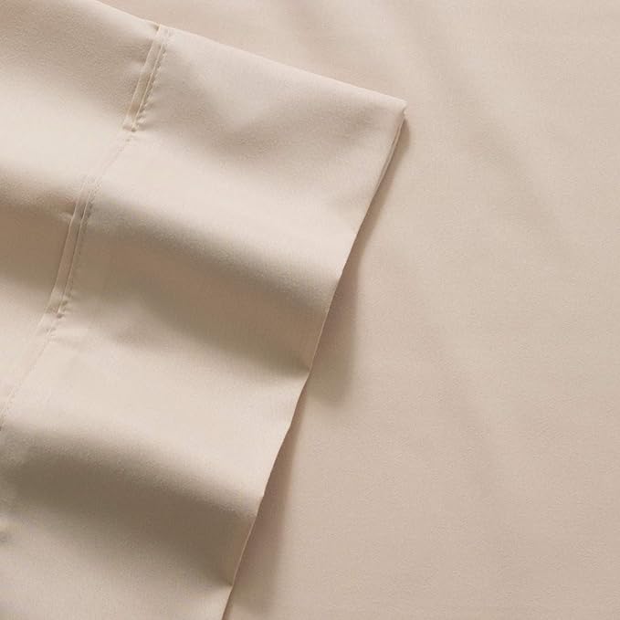 Sweet Home Collection 6 Piece 1500 Supreme Collection Brushed Microfiber Deep Pocket Sheet Set-2 Extra Pillow Cases, Great Value, Split King, Beige