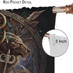 Cool Norse Viking Theme Curtains,Fantasy Ancient Symbols Wildlife Wolf Nordic Vikings Window Drapes Thermal Insulated Rod Pocket Blackout Drapes for Bedroom 2 Panels 63L x 31.5W