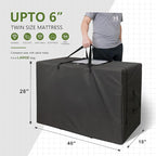 Cuddly Nest Folding Mattress Storage Bag - Heavy Duty Carry Case for Tri-Fold Guest Bed (Fits 6" Twin & Twin XL Mattress,Black)