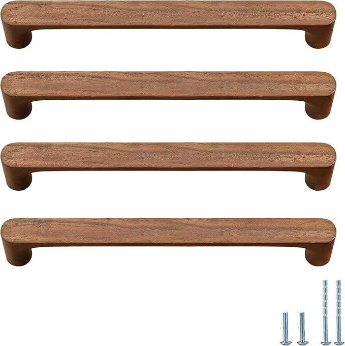 Walnut Round 7-1/2in 4 pcs Wooden Drawer Pulls Handle pulls for cabinets Kitchen Cabinet Drawer pulls Cabinet Door Pull