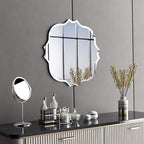 KOHROS Square Scalloped Bathroom Mirror 24" Frameless Beveled Bathroom Vanity Mirror, Anti-Rust, Tempered Glass, Wall Mirror for Bathroom Entryway Bedroom
