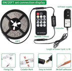 20ft Black Light Strip with Remote, 360 LED Lamp Beads, 12V Flexible Lights for Glow Party, Adjust Brightness, Delay Off, 3 Light Modes, Indoor Fluorescent Party, Stage Lighting