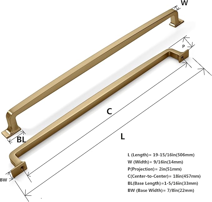 khtumeware | Appliance Handle Pull | Champagne Bronze | 18 in (457 mm) Center-to-Center Drawer Pull | 1 Pack| Kitchen and Bathroom Cabinet Hardware | Furniture Hardware