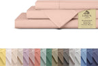 Linen Home 100% Cotton Percale Sheets King Size, Brushed Rose, Deep Pocket, 4 Pieces Set - 1 Flat, 1 Deep Pocket Fitted Sheet and 2 Pillowcases, Crisp Cool and Strong Bed Linen