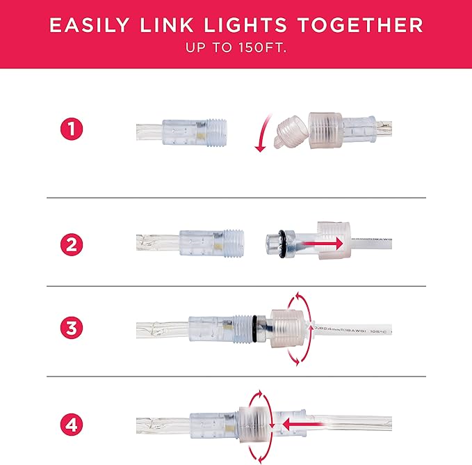 UltraPro LED Rope Lights, 50ft Classic Clear Rope, Cool White Light 5000K, Indoor/Outdoor, Flexible, Linkable, Durable, Rope Lights Outdoor, 54846