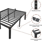 ROIL 12 inch Full Size Bed Frame with Headboard Hole and Round Corner Legs Mattress Retainers 3500LBS Heavy Duty Steel Slats No Box Spring Needed Platform Noise-Free Underneath Storage
