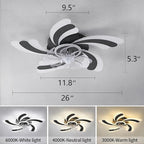 Ceiling Fan with Lights Remote Control, Black Modern Ceiling Fan with Light, 3 Light Color 6 Speeds Low Profile Flush Mount Ceiling Fan for Kitchen Bedroom Living Room