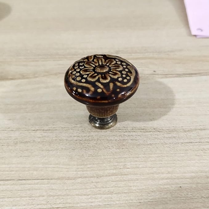 HUAMULAN 15 PCS Cabinet Knobs Glossy Ceramic Dresser Mushroom Table Drawer Cupboard Pull Furniture DIY Wardrobe Solid Color Vintage Handle,with 3 Size Mounting Screws