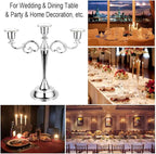 OwnMy 3 Arms Metal Candelabra Candlestick Silver European Elegant Candle Holder Candle Stand for Wedding Dining Table Christmas Party Home Decoration (Silver Tone)